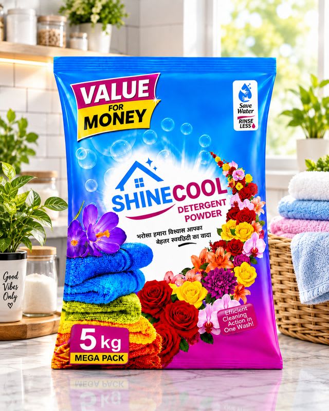 SHINECOOL 5kg floral washing powder advanced detergent powder Detergent Powder (Rose) Detergent Powder (Rose)