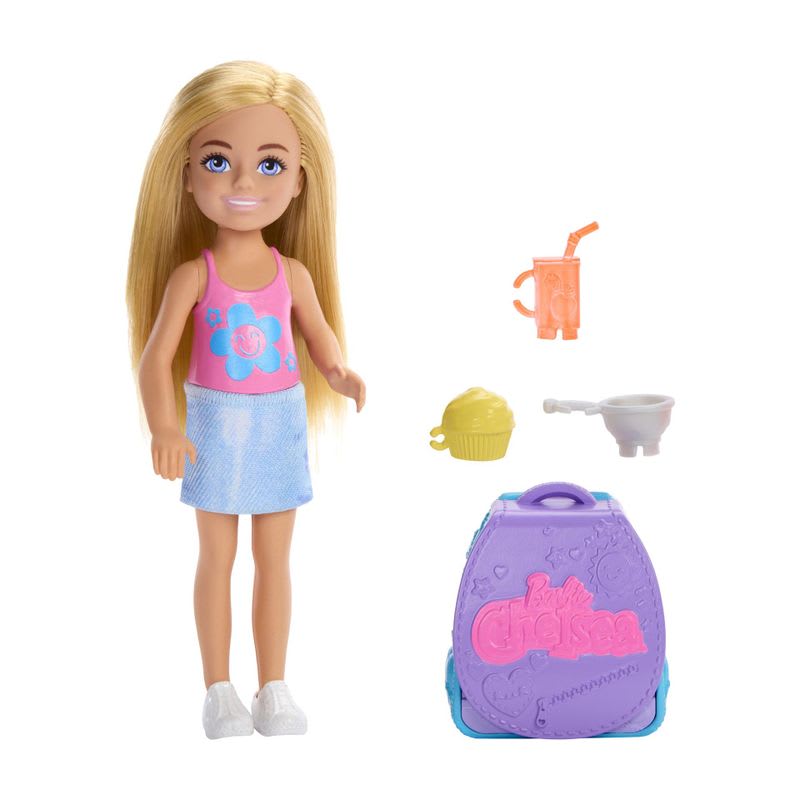 BARBIE Family & Friends Chelsea Cupcake Baking Backpack Chelsea Doll and Accessories