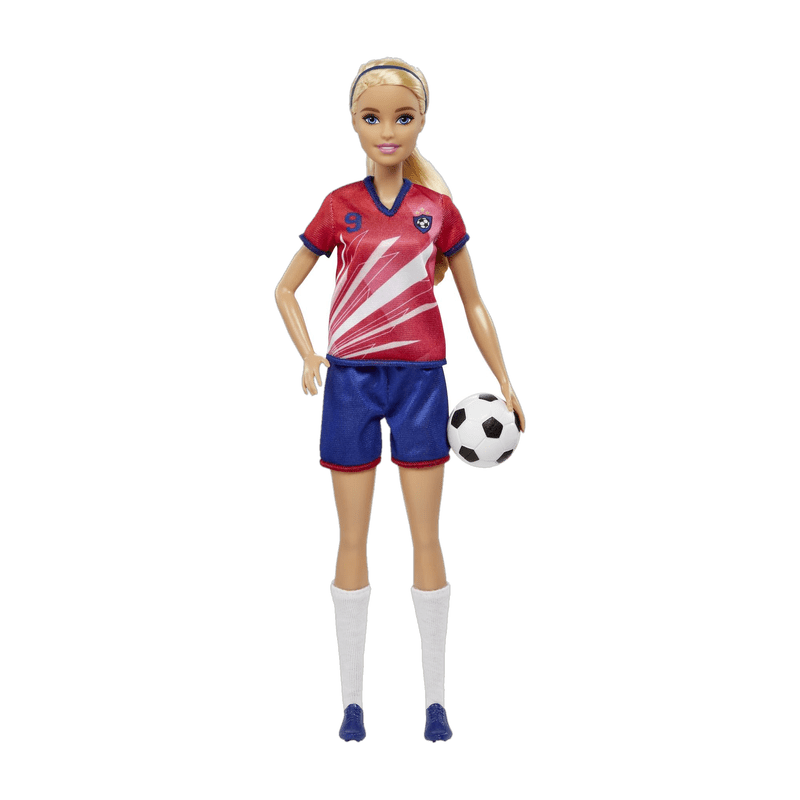 BARBIE Soccer Doll, Blonde, #9 Uniform, Soccer Ball, Cleats, Socks, 3 & Up