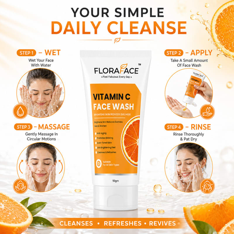 FLORAFACE Brightening Combo with Vitamin C & Orange Extract-PECK OF 2 Face Wash