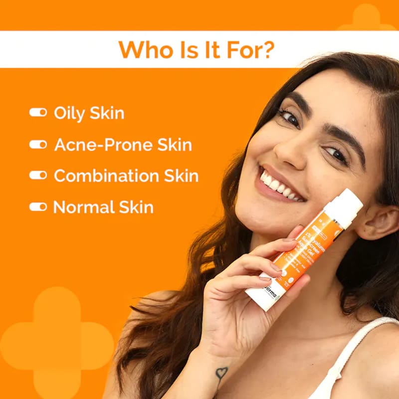 The Derma Co Sunscreen - SPF 50 PA++++ 1% Hyaluronic Sunscreen Aqua Ultra Light Gel with SPF 50 PA++++ For Broad Spectrum, UV A, UV B & Blue Light Protection