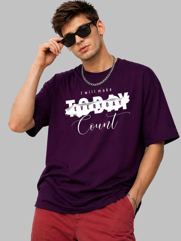 Creation By London Hills Typography Men Round Neck Maroon T-Shirt