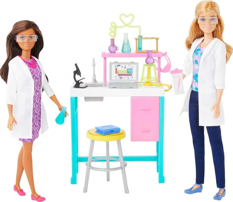BARBIE Science Lab Playset with 2 Dolls, Lab Bench