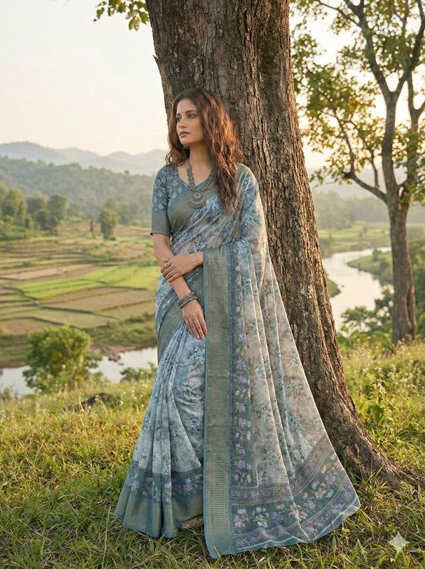 Mgr Trendz Printed Kalamkari Cotton Silk Saree