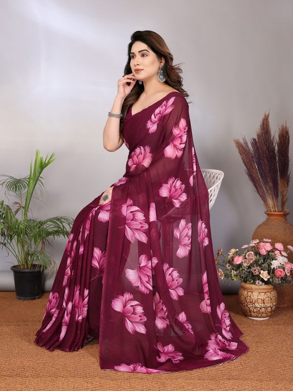 VJ FASHION Floral Print Daily Wear Georgette Saree