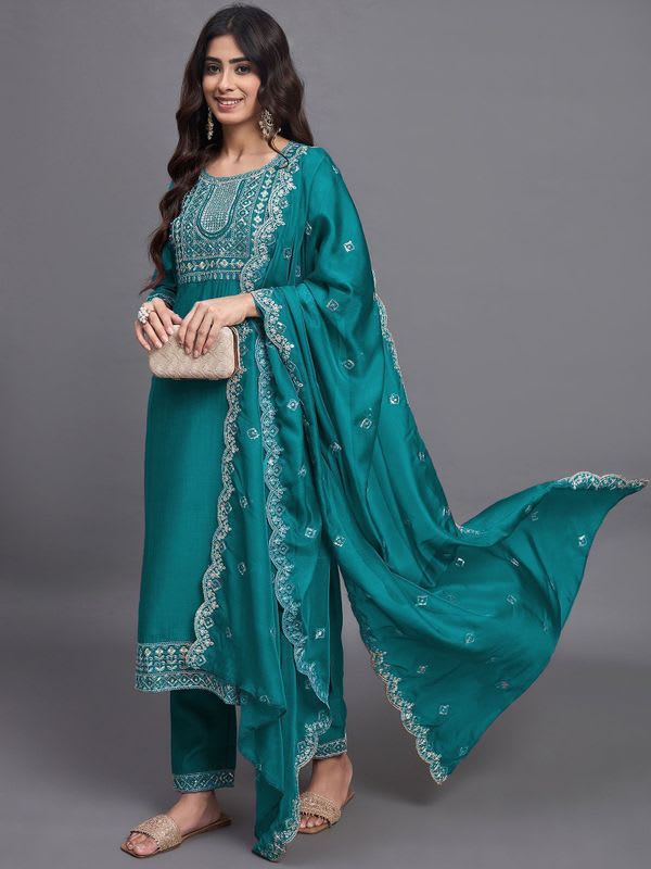 Shree Ramkrishna Fab Women Cotton Rayon Kurti Pant Dupatta Set
