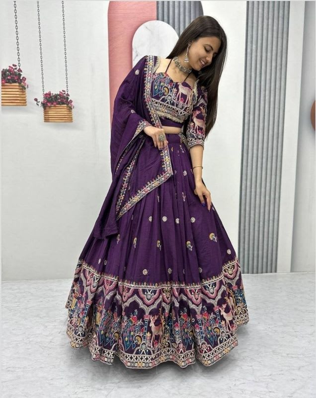 PEDR SILK Embroidered Semi Stitched Lehenga Choli