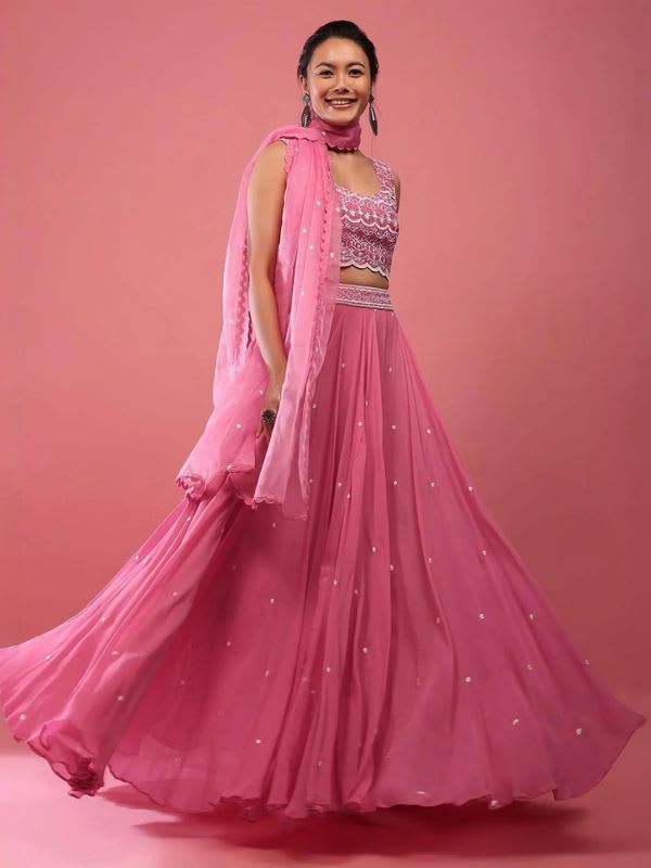 Neel Art Embroidered Semi Stitched Lehenga Choli
