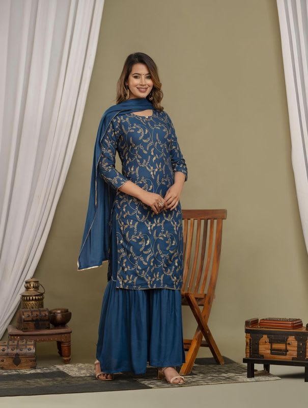 jayleen Women Viscose Rayon Kurta Sharara Set
