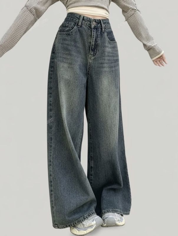 H&H Women Wide Leg High Rise Blue Jeans