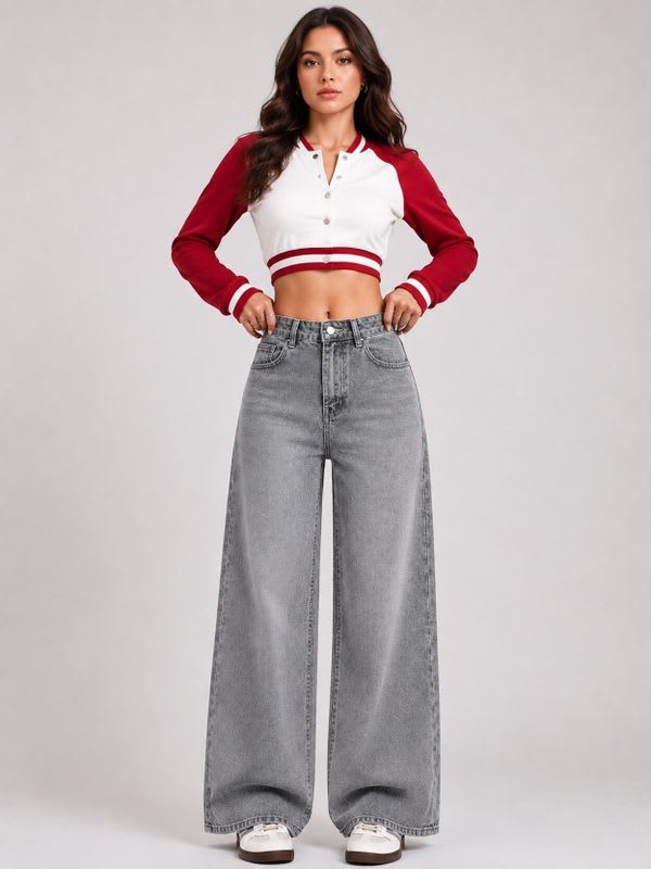 KOTTY Women Flared High Rise Grey Jeans