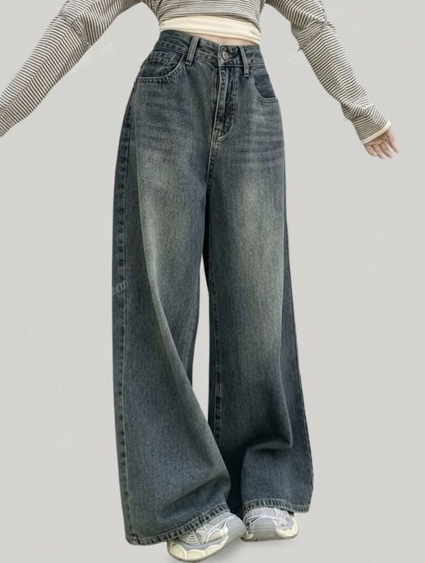 sky collection Women Baggy Fit High Rise Blue Jeans