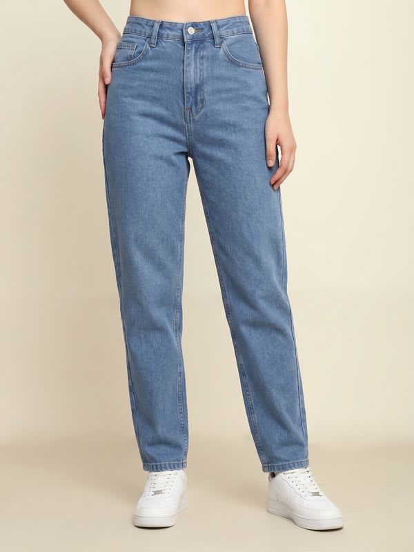 zayla Women Loose Fit High Rise Blue Jeans