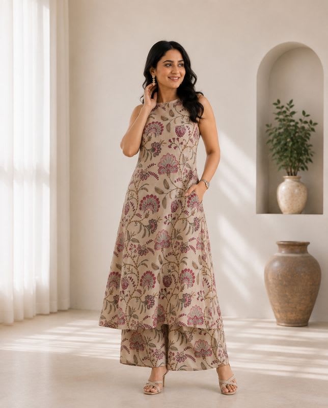KBZ Women Viscose Rayon Kurta Palazzo Set