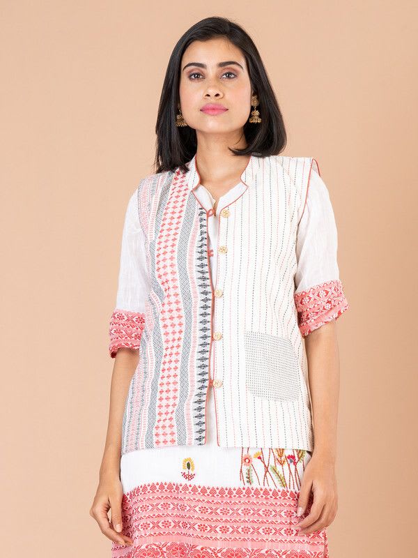 JALPAIBON Women Self Design Ethnic Jacket