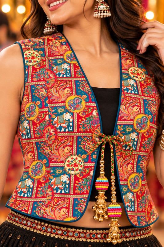 AJMERI WORLD Women Printed Ethnic Jacket