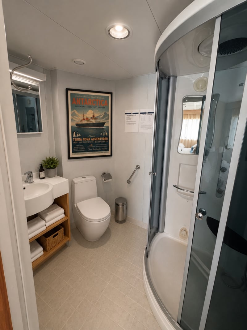 Badezimmer einer Suite an Bord der MS Terra Nova Adventurer