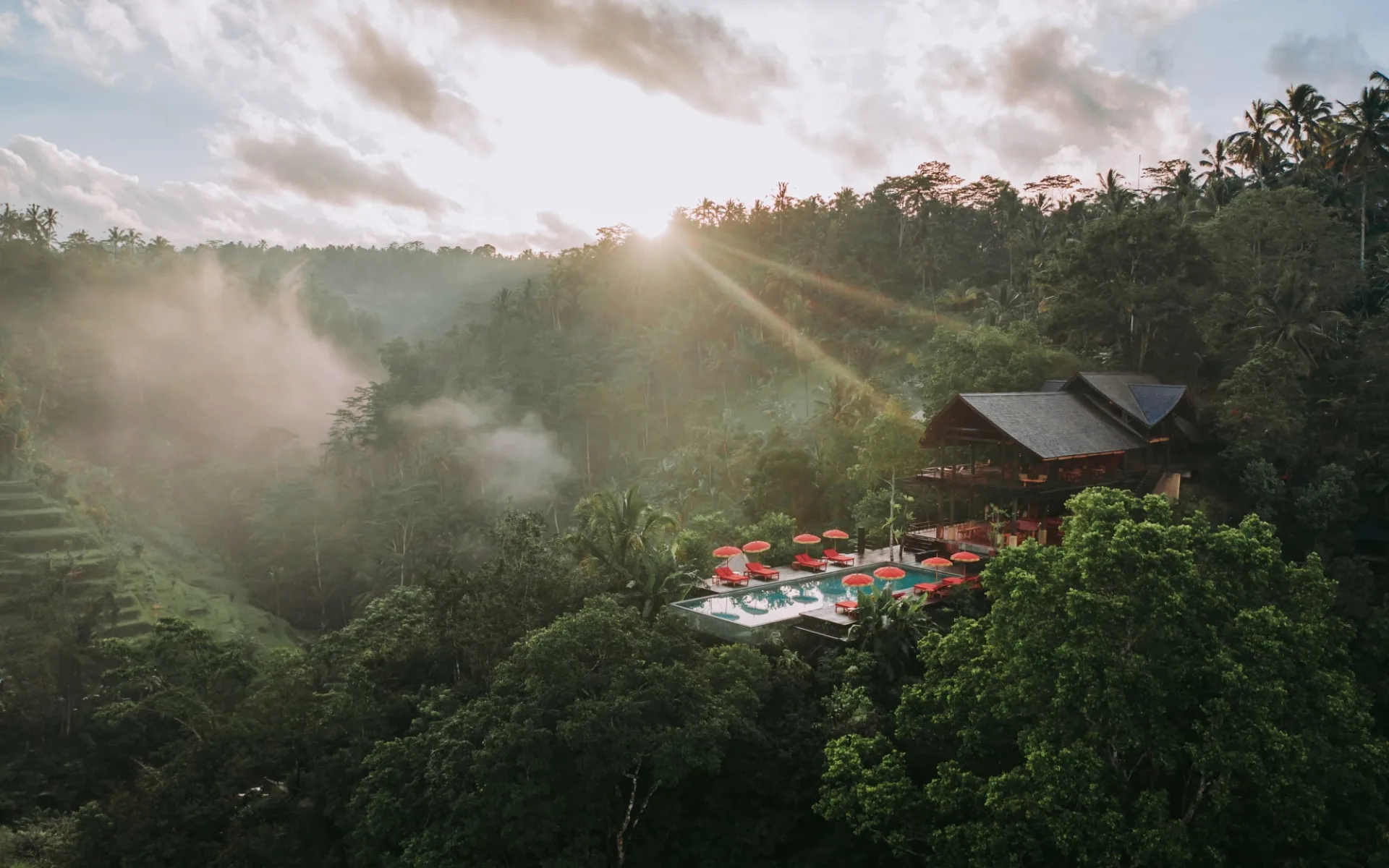 Buahan, a Banyan Tree Escape in Ubud: Aerial View Pool