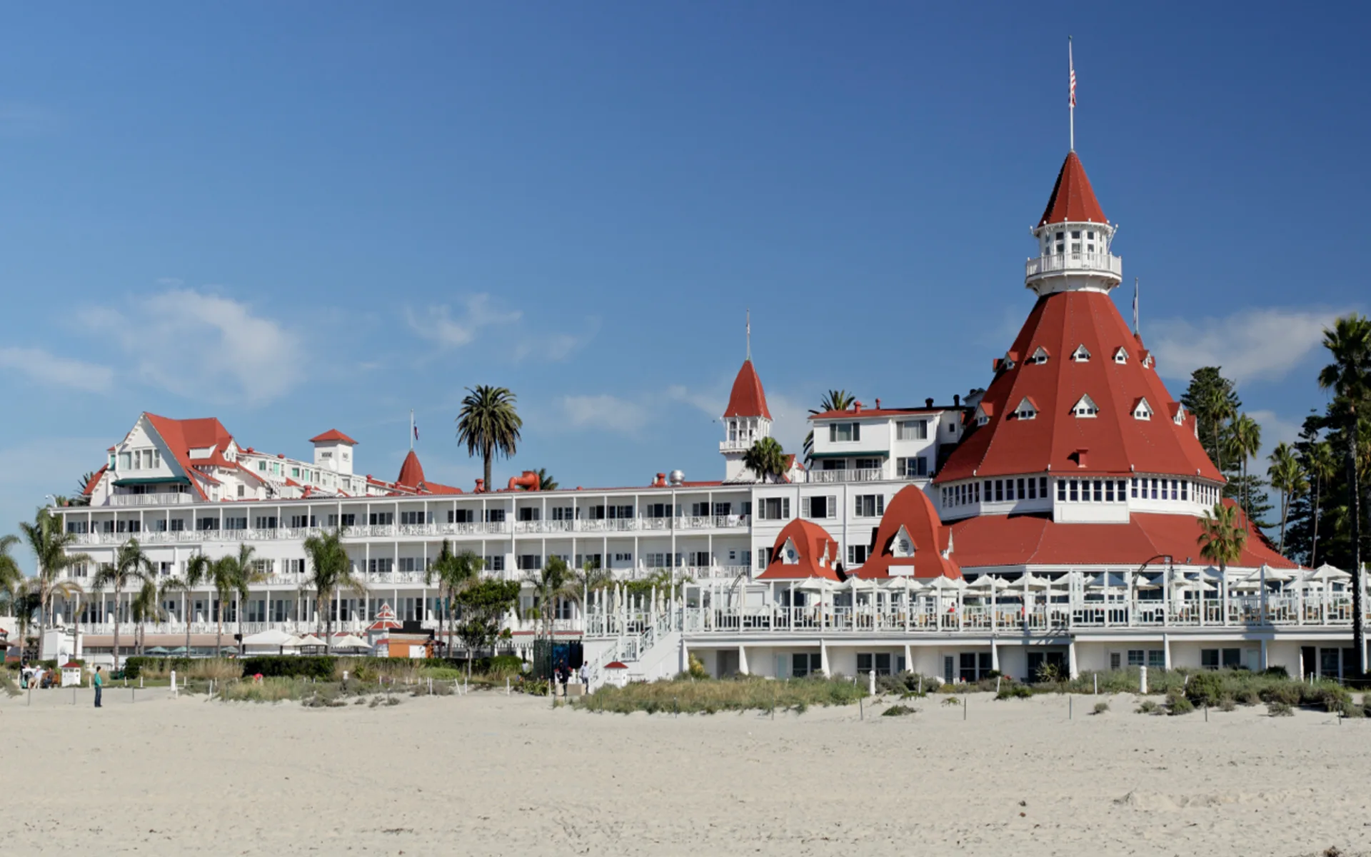 Hotel del Coronado in San Diego: exterior hotel del coronado sandstrand