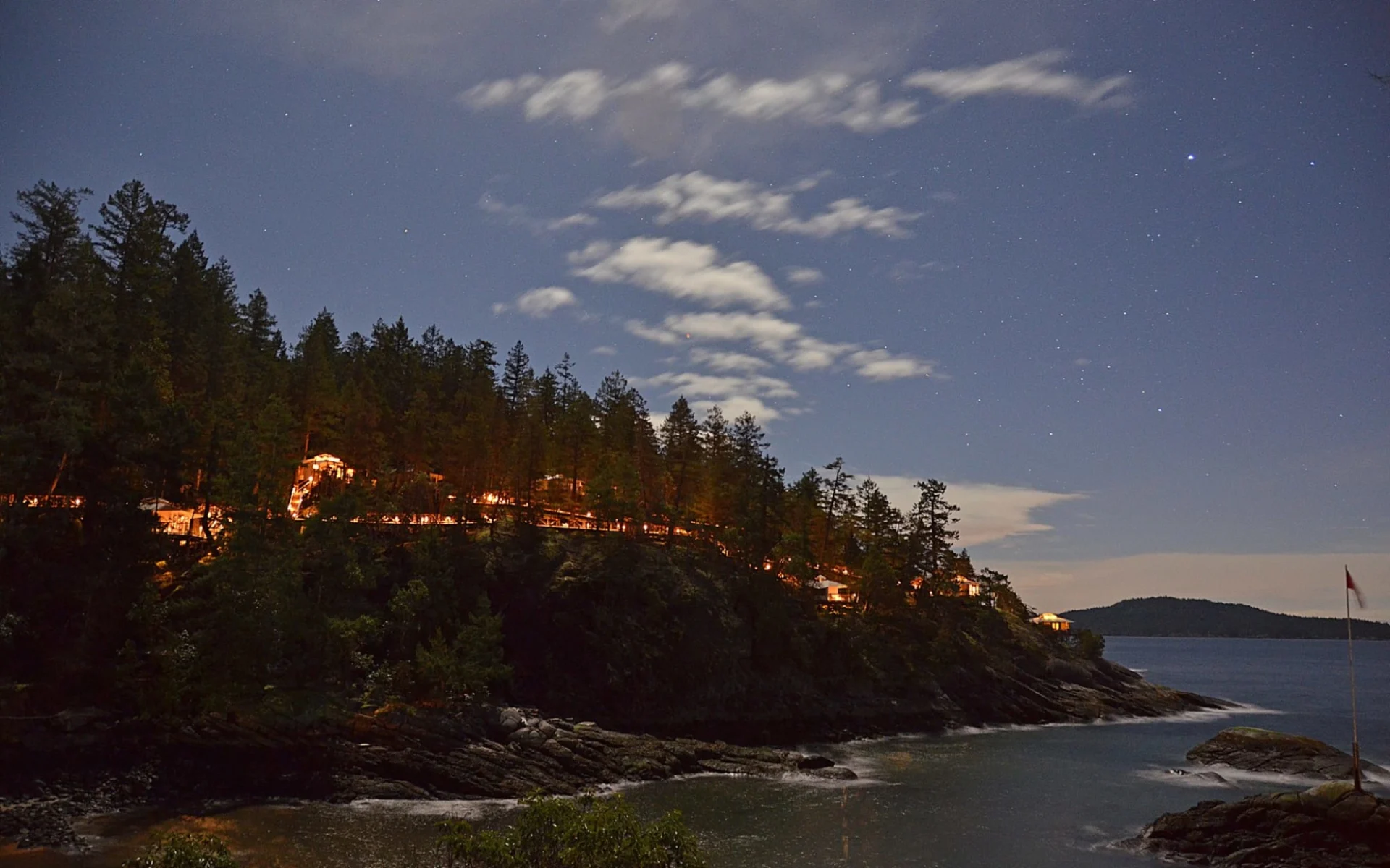 Rockwater Secret Cove Resort in Halfmoon Bay:  Rockwater Secret Cove Resort_ViewByNight