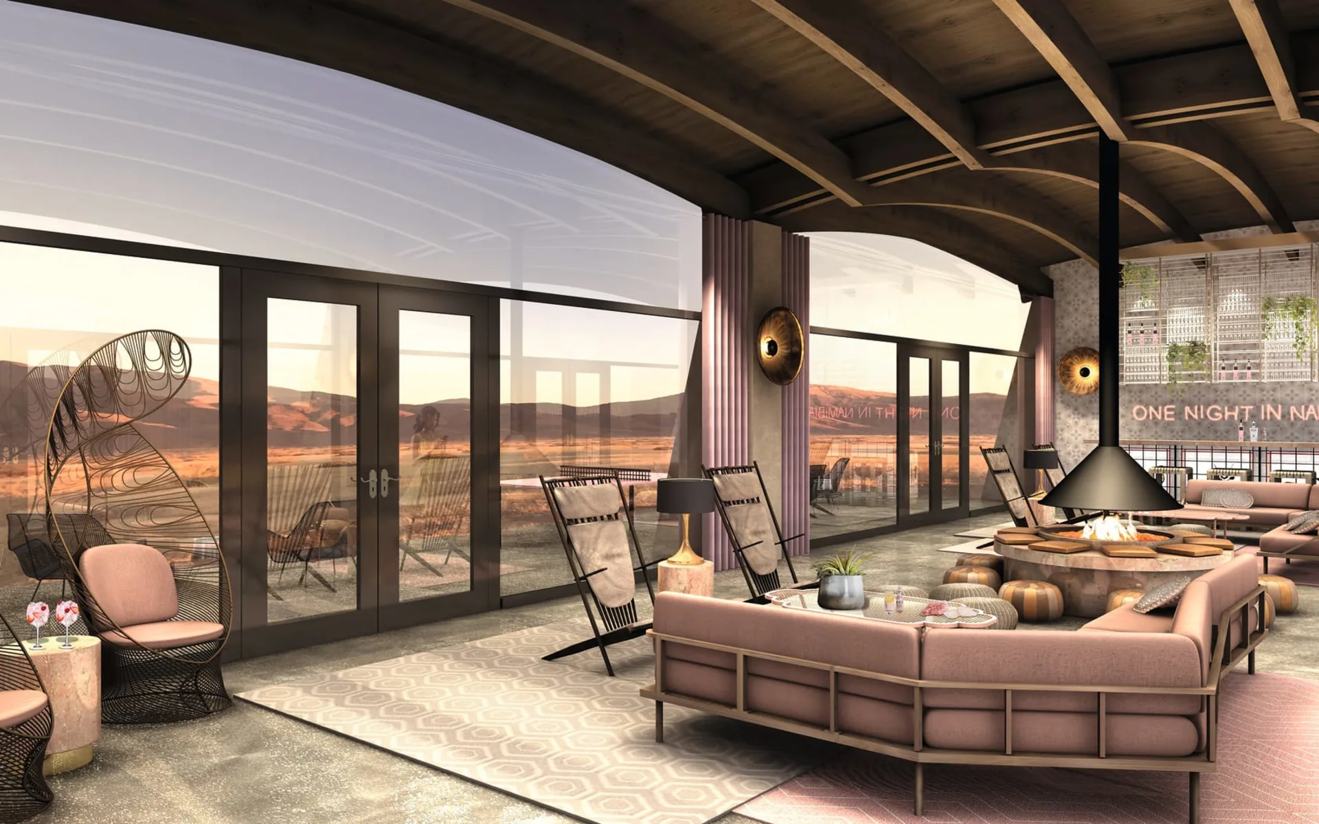 The Desert Grace Lodge in Sesriem: facilities Desert Grace - Lounge mit Kamin c Gondwana Colleciton