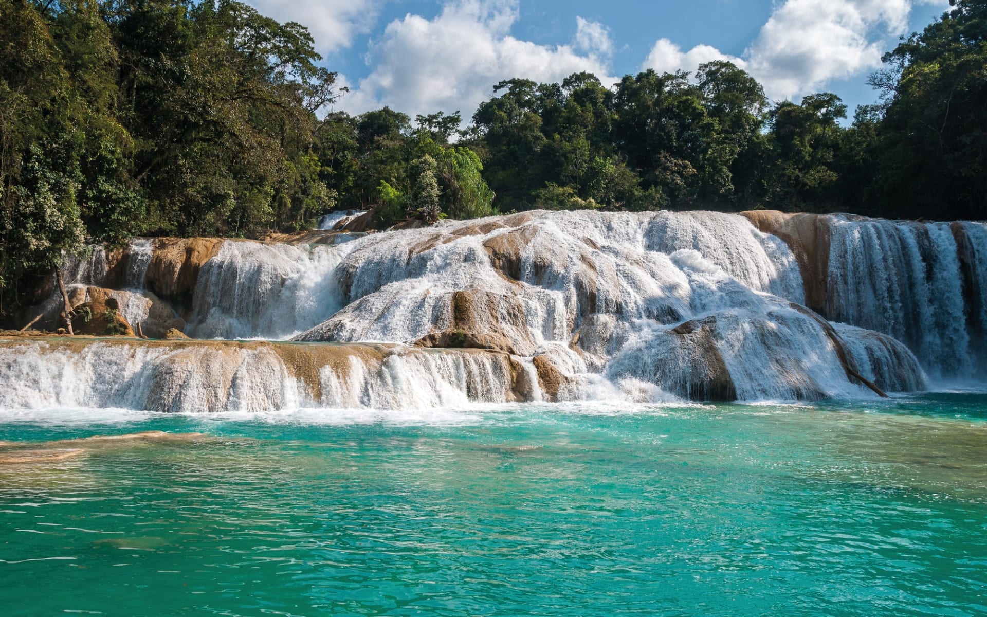 Mexiko Autentico ab Cancún: Mexico - Chiapas - Agua Azul Wasserfall