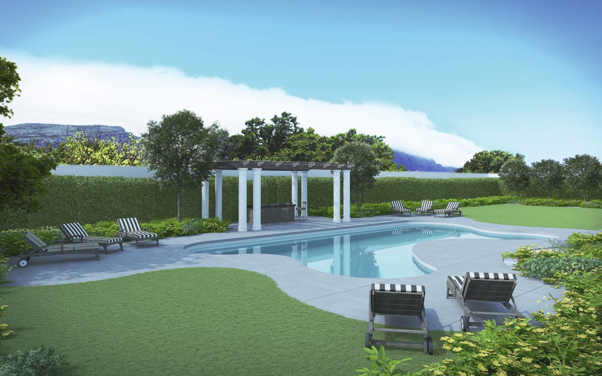 Leeu House in Franschhoek: pool Leeu Collection Poolbereich von Leeu House mit Garten