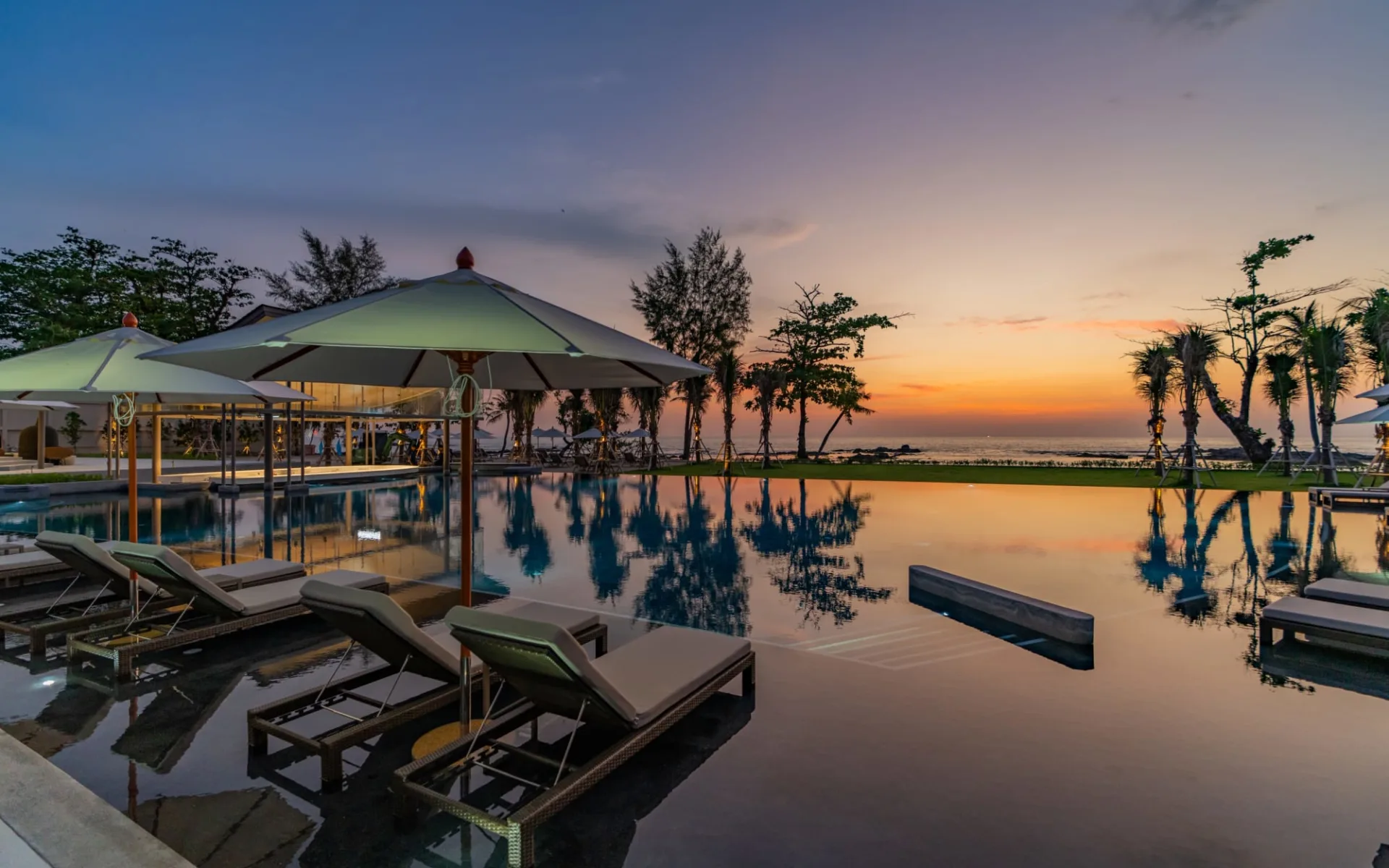 The Little Shore Khao Lak by Katathani: Main Pool at Sunset