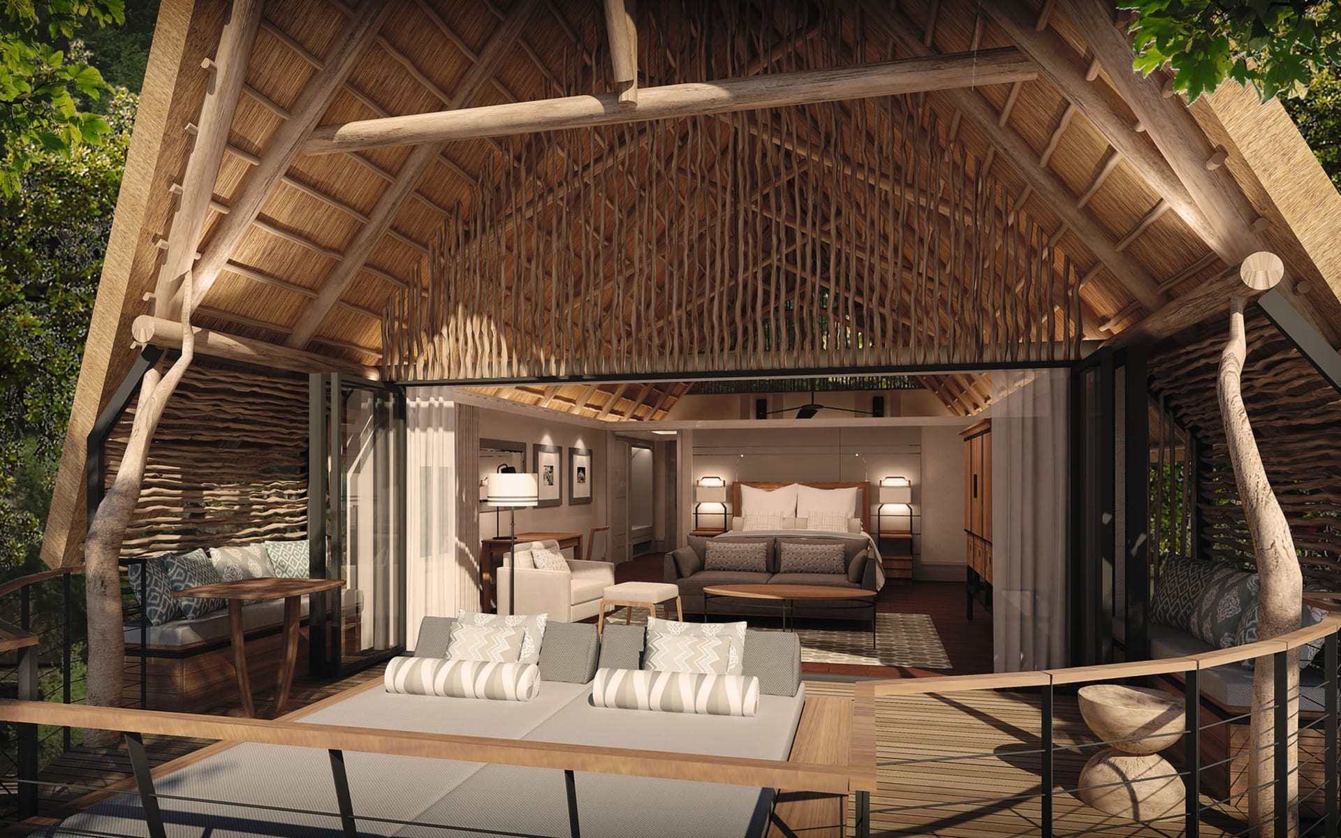 Chobe Water Villas in Zambesi (Caprivi): Zimmer Chobe Wate Villas Sicht in ein Villa