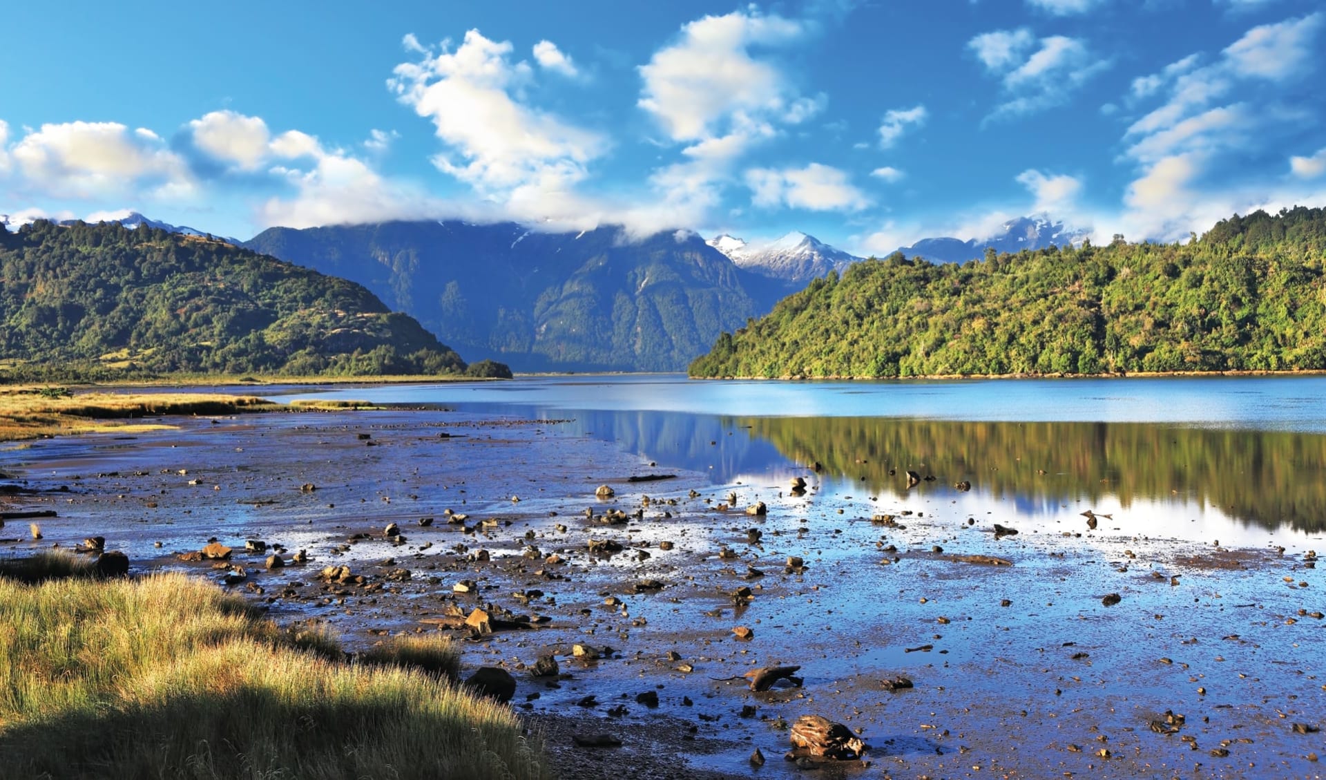 Zubucherreise Seengebiet ab Puerto Montt: Carretera Austral - See mit Wald