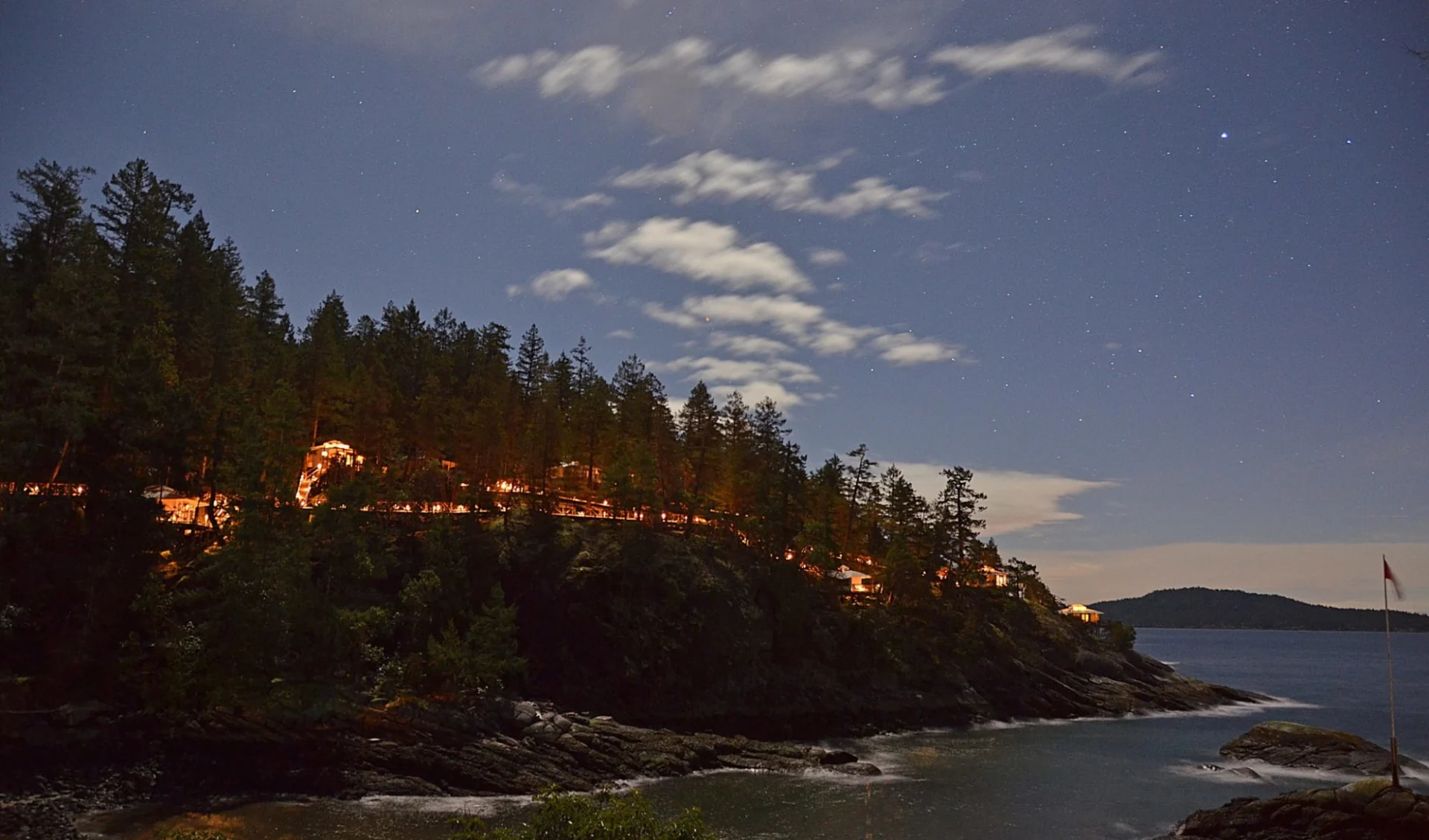 Rockwater Secret Cove Resort in Halfmoon Bay:  Rockwater Secret Cove Resort_ViewByNight