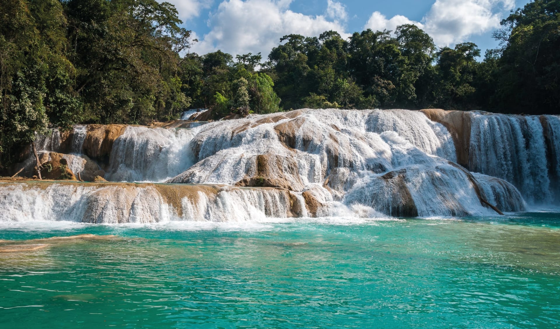 Mexiko Autentico ab Cancún: Mexico - Chiapas - Agua Azul Wasserfall