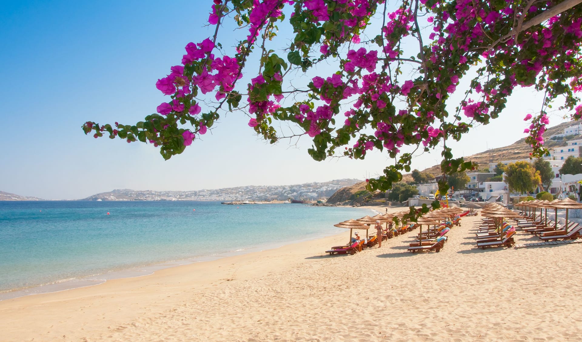 Badeferien im Mykonos Bay Hotel: Mykonos_Strand_Liegen_