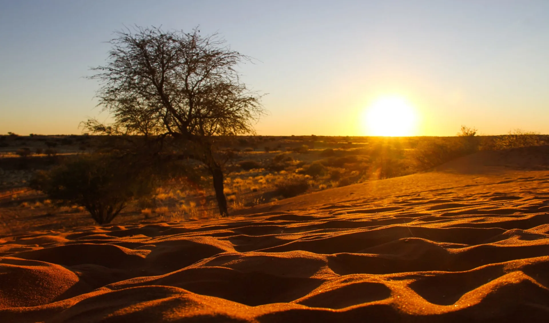 Hoodia Desert Lodge in Maltahöhe: Namibia Kalahari, Sonnenuntergang Kalahari Wüste