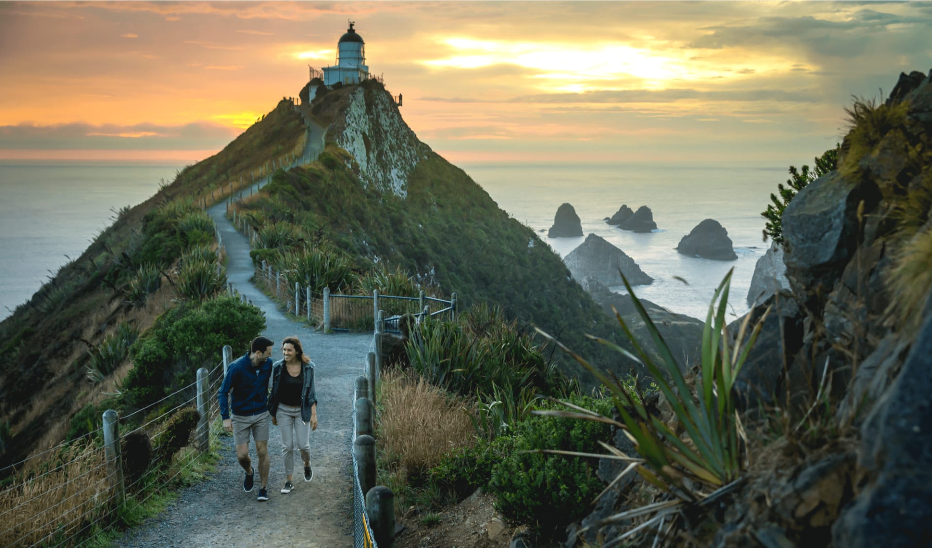 Naturwunder Neuseelands ab Christchurch: Nugget_Point_Lighthouse_Suedinsel_Neuseeland