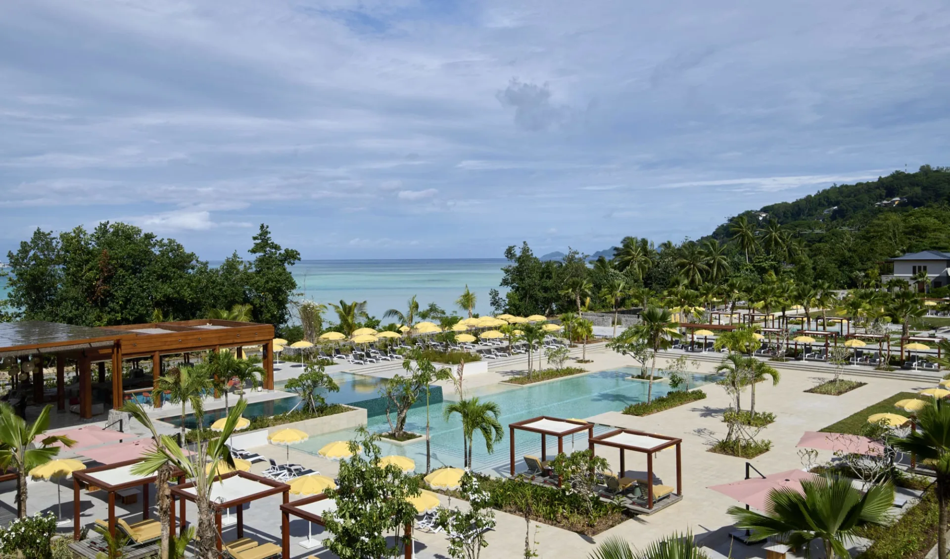 Canopy by Hilton Seychelles in Mahé:  Sega Bar swimming pool promenade and beach