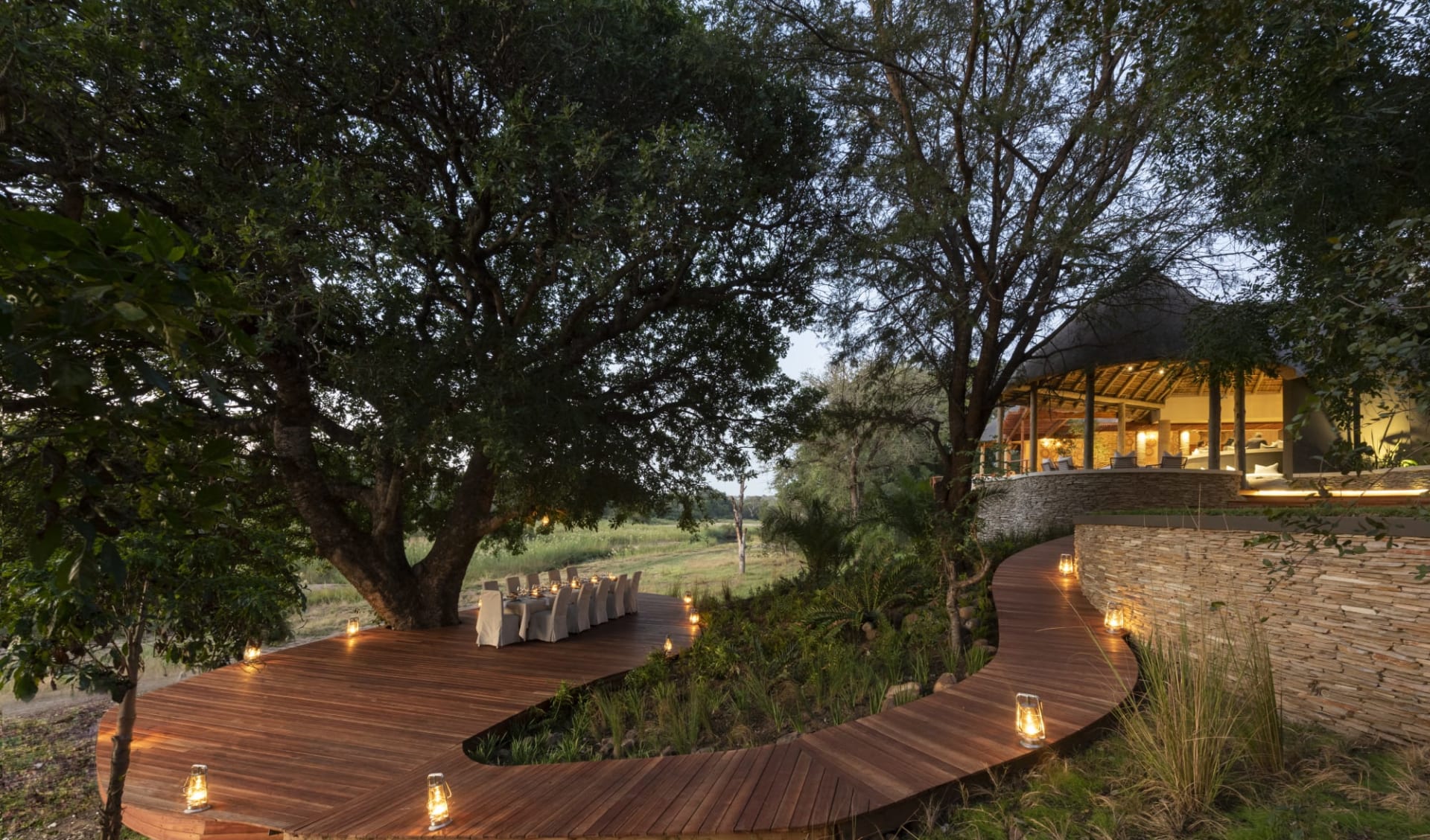 Dulini River Lodge in Sabi Sands: River Lodge dining deck