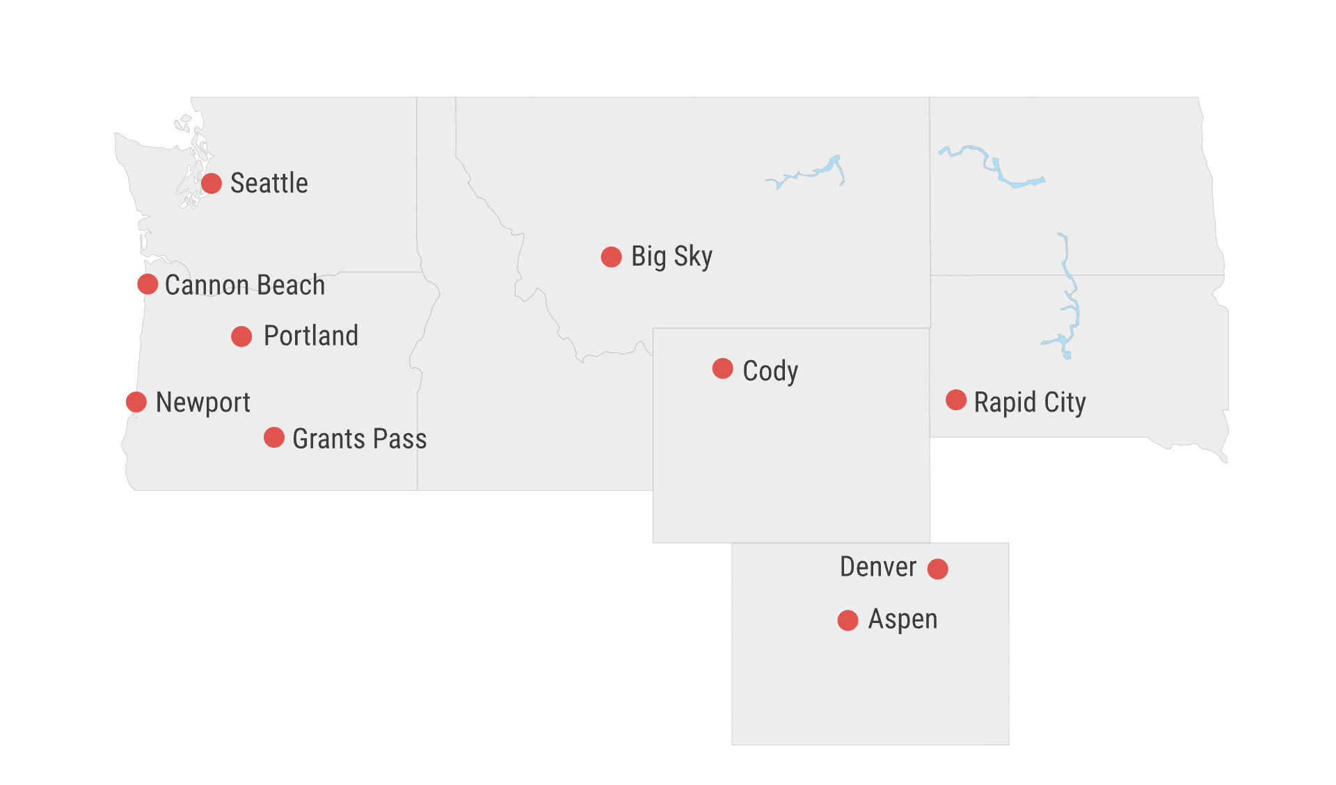 Map Nordwesten der USA