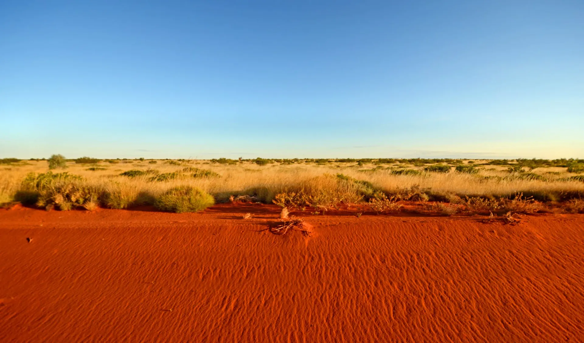 Canning Stock Route ab Perth: Wüstenstraße und blauer Himmel