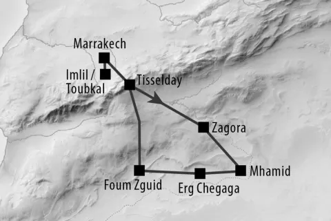 Trekking der Kontraste: Hoher Atlas & Erg Chegaga