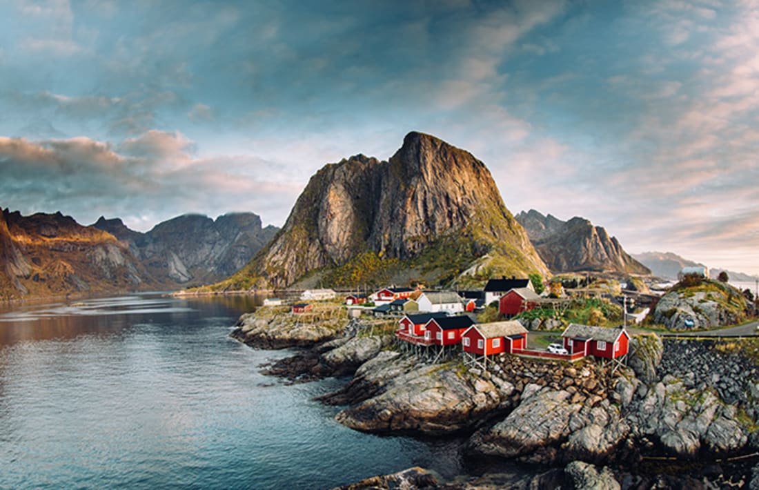 Fischer Dorf Lofoten, Norwegen Fischer Dorf Lofoten, Norwegen