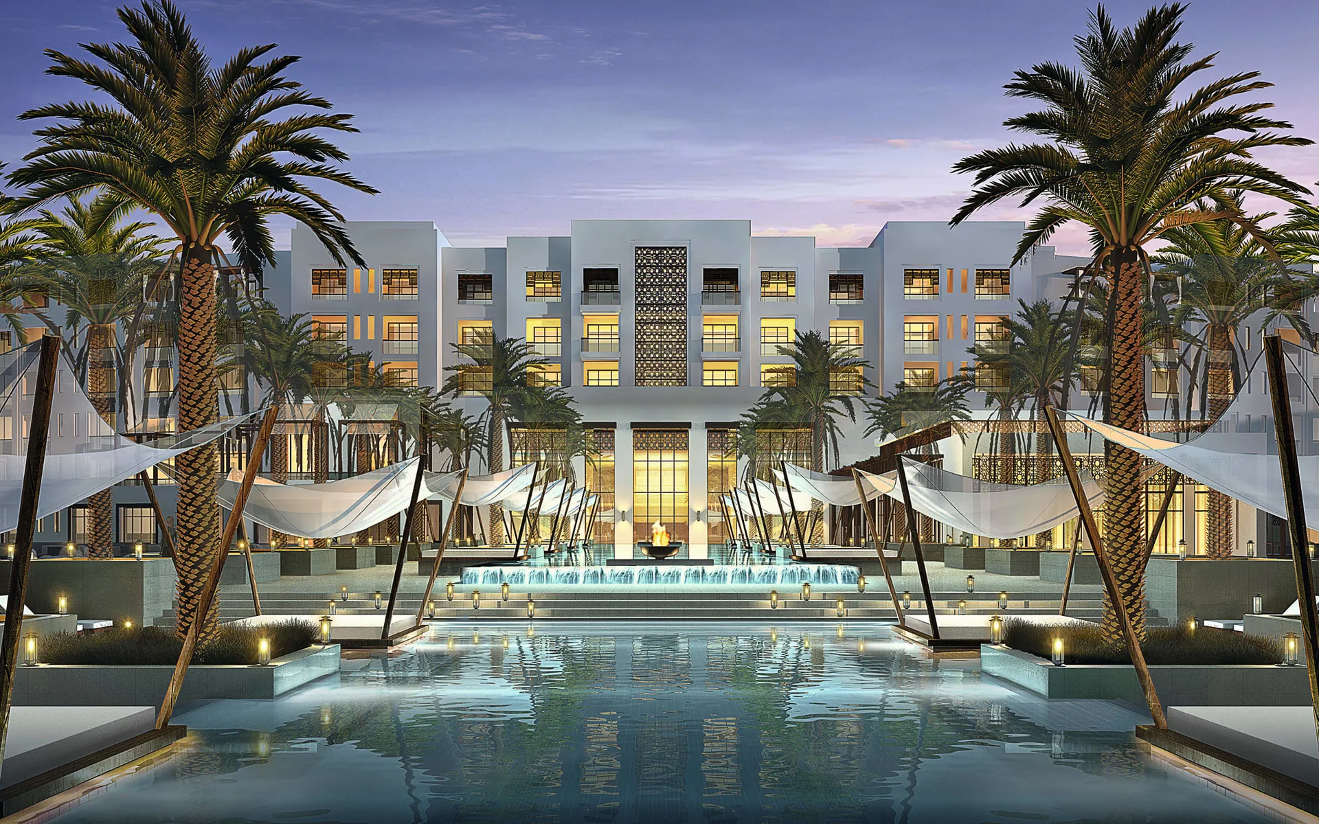 Park Hyatt Abu Dhabi Hotel & Villas: Park Hyatt Hotel & Villas - Aussenansicht über Poolanlage Park Hyatt Abu Dhabi Hotel & Villas: Park Hyatt Hotel & Villas - Aussenansicht über Poolanlage