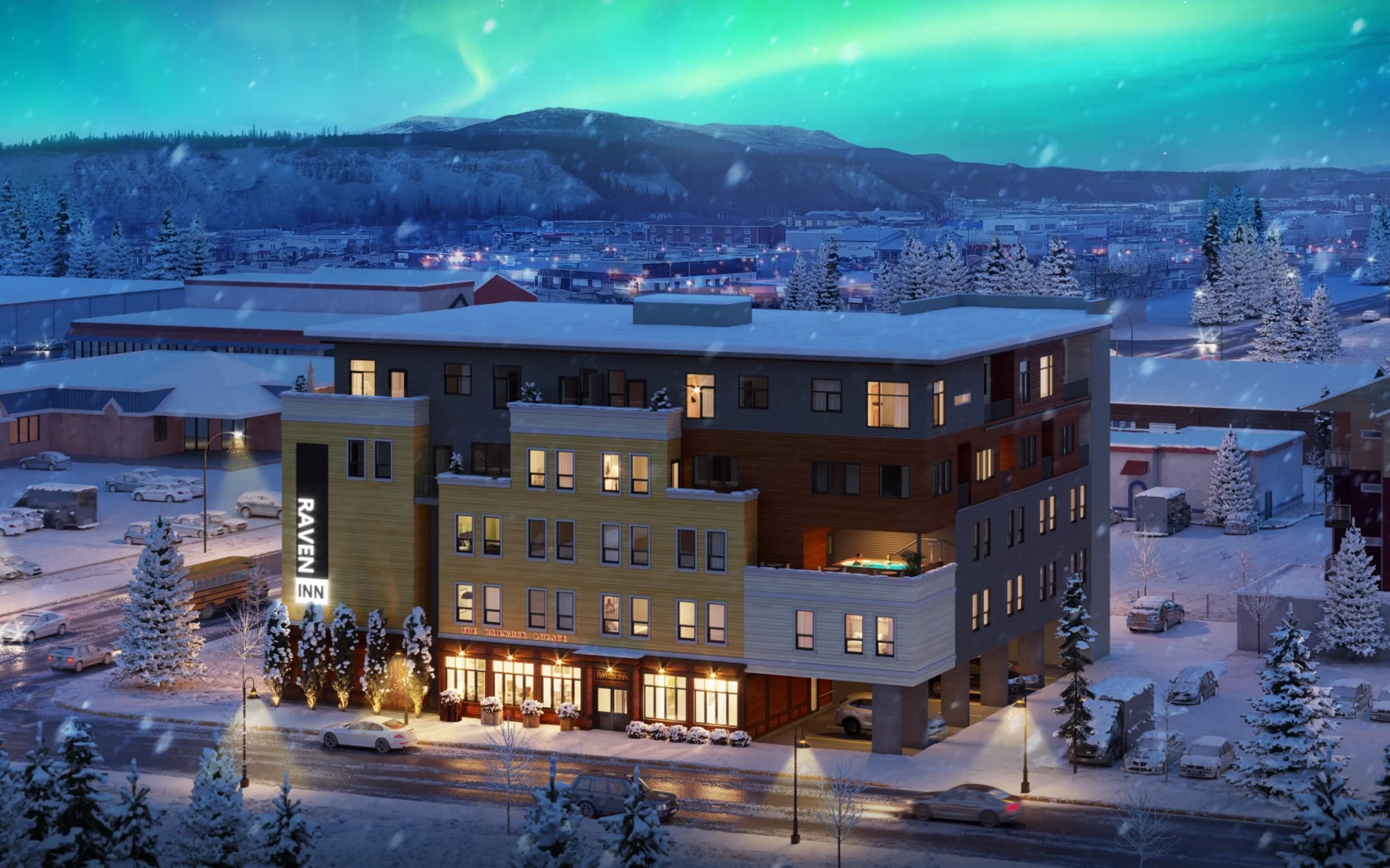 Raven Inn Whitehorse: Exterior_Raven Inn Whitehorse_Aussenansicht bei Nacht_GoNorth Raven Inn Whitehorse: Exterior_Raven Inn Whitehorse_Aussenansicht bei Nacht_GoNorth
