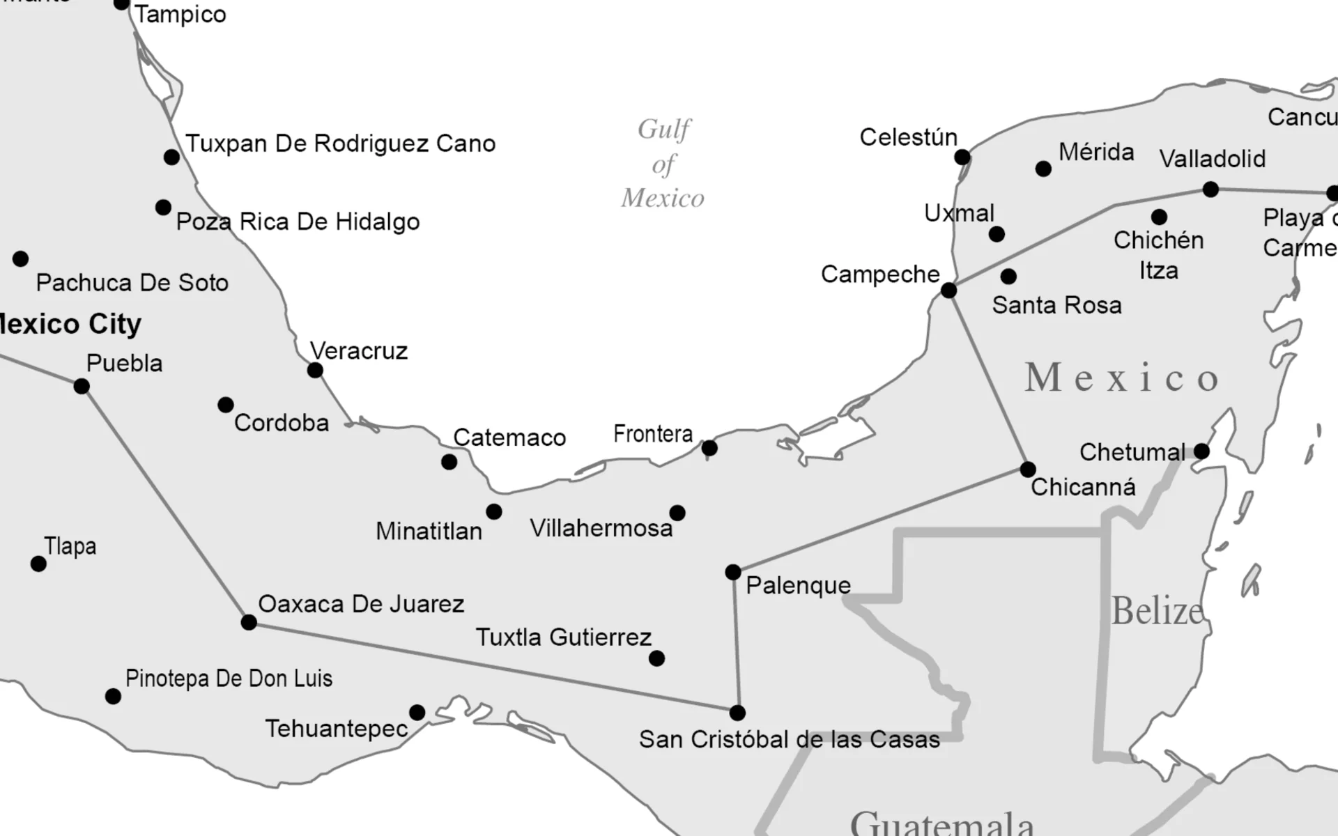Mexiko Aktiv ab Mexico City: Map_Mexiko_Aktiv_23_bw Mexiko Aktiv ab Mexico City: Map_Mexiko_Aktiv_23_bw