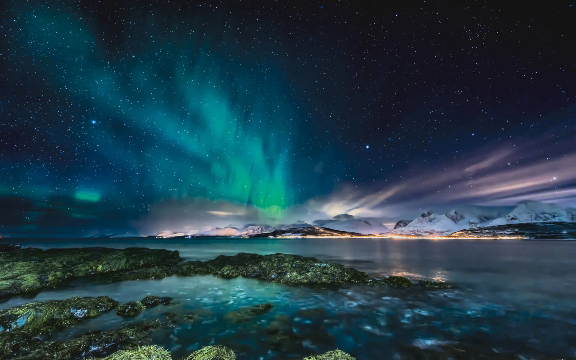 Nordlichtspektakel über dem Polarkreis ab Oslo: Norwegen Nordlichter Oldervik Nordlichtspektakel über dem Polarkreis ab Oslo: Norwegen Nordlichter Oldervik