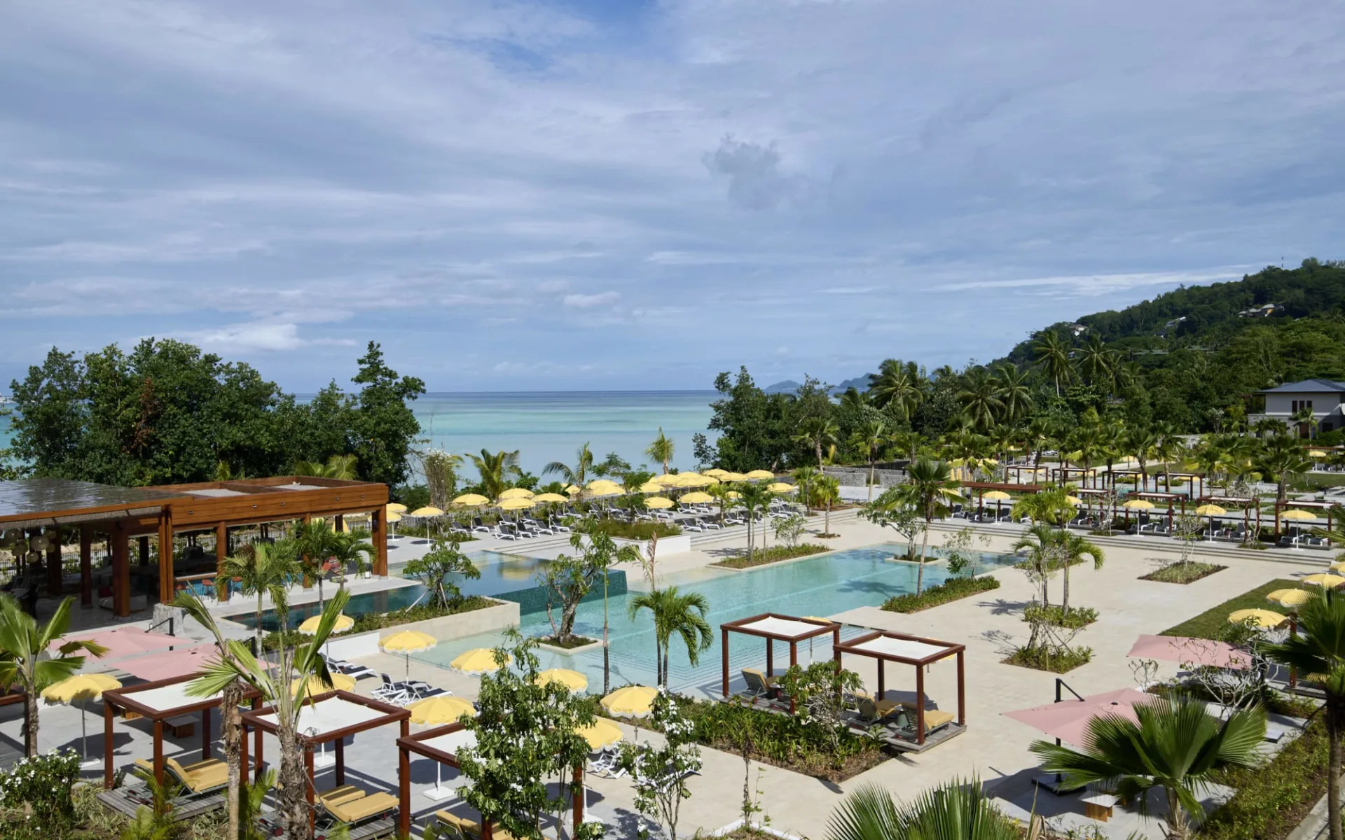 Canopy by Hilton Seychelles in Mahé:  Sega Bar swimming pool promenade and beach