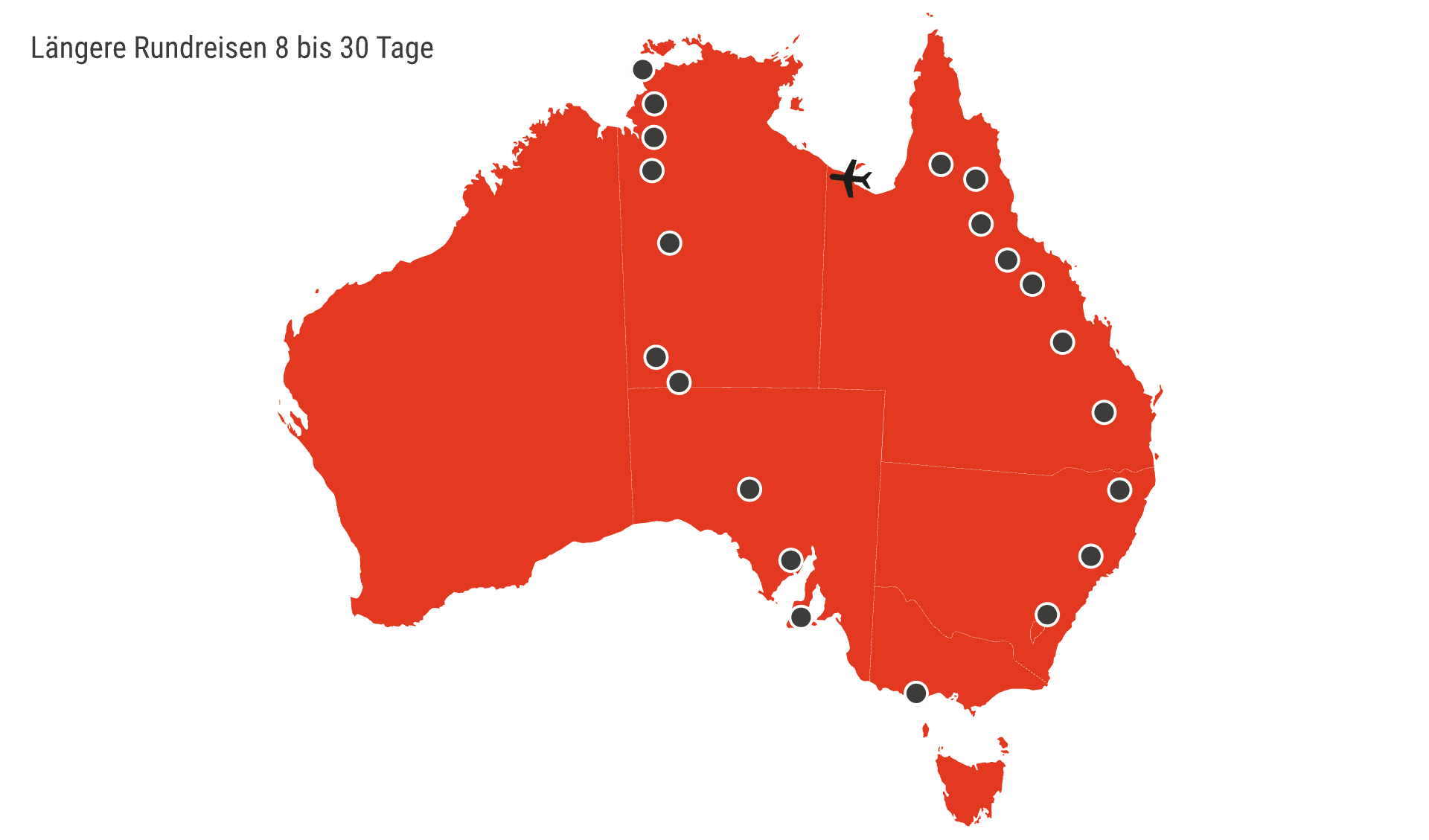 Karte Australien Rundreisen 8 - 30 Tage