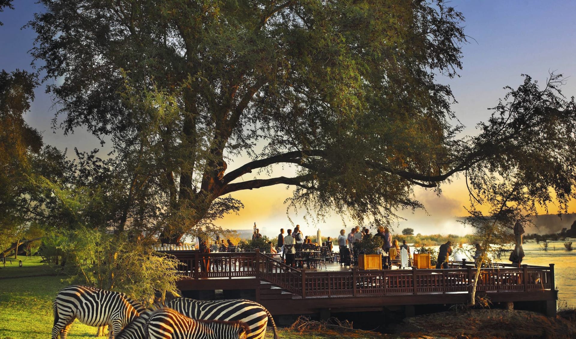 Royal Livingstone Hotel by ANANTARA: Exterior The Royal Livingstone Sitzplatz mit Zebras ausserhalb Royal Livingstone Hotel by ANANTARA: Exterior The Royal Livingstone Sitzplatz mit Zebras ausserhalb