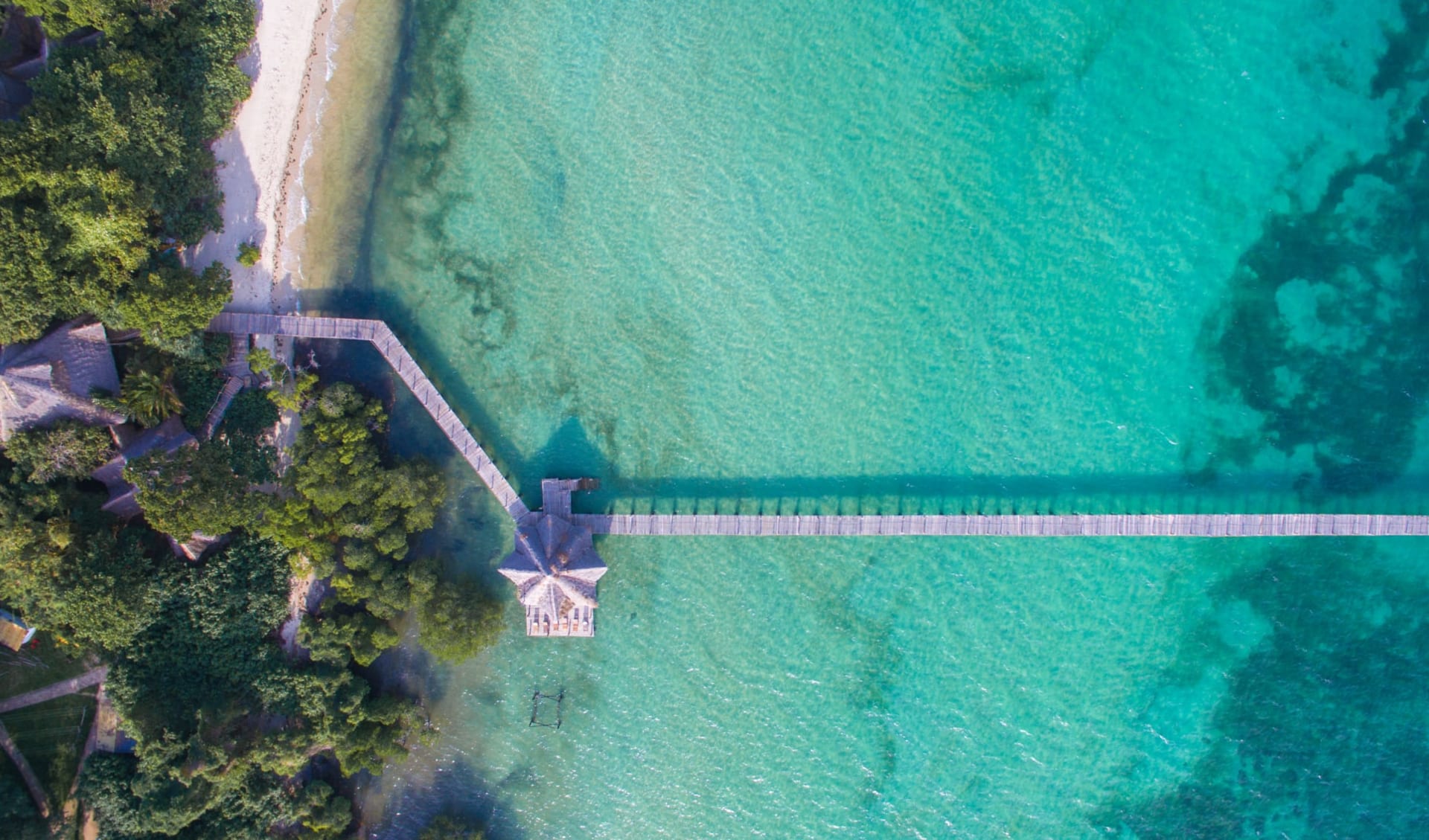 Fundu Lagoon in Pemba Island: Aerial Jetty Fundu Lagoon in Pemba Island: Aerial Jetty