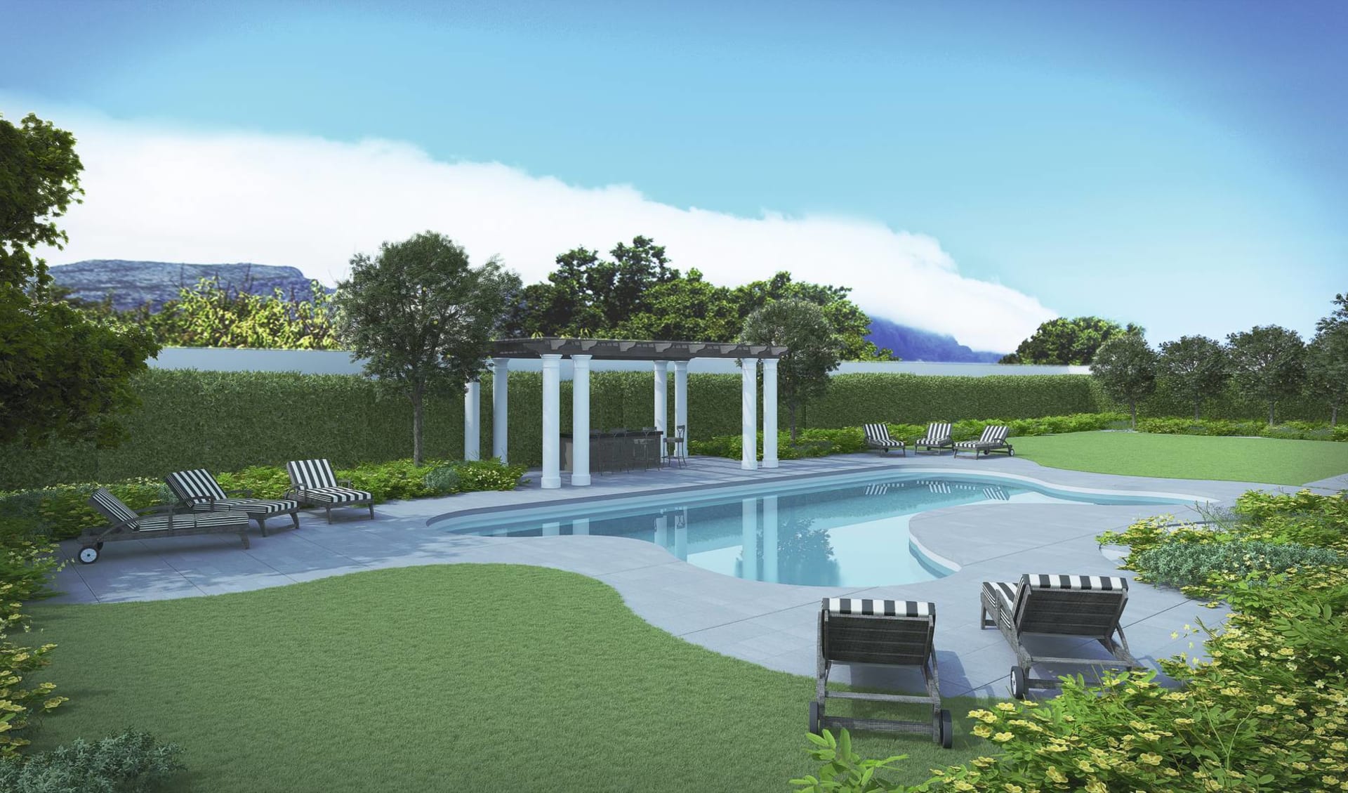 Leeu House in Franschhoek: pool Leeu Collection Poolbereich von Leeu House mit Garten Leeu House in Franschhoek: pool Leeu Collection Poolbereich von Leeu House mit Garten